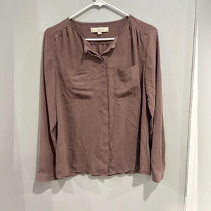 Loft Mauve Purple XS Long Sleeve Blouse Workwear Office Professional Teacher